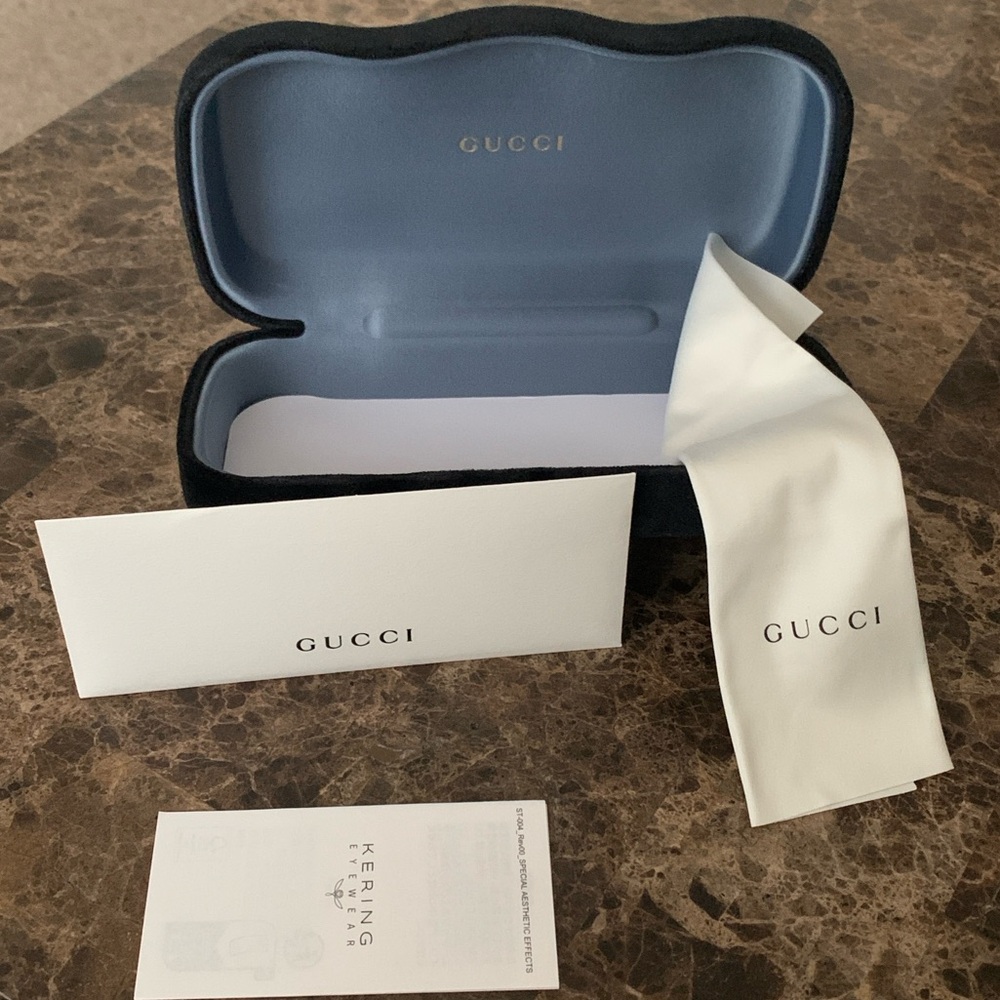 Gucci Black Velvet Eyewear Case with Blue Interior